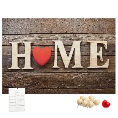 Pinnwand mit Schriftzug Home