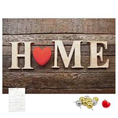 Pinnwand mit Schriftzug Home