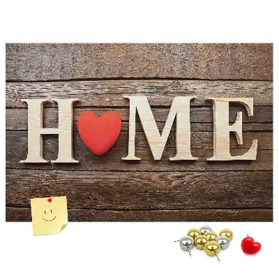 Pinnwand mit Schriftzug Home