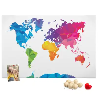 Bilder-Korktafel mit abstrakter Weltkarte