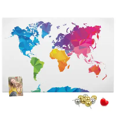 Bilder-Korktafel mit abstrakter Weltkarte