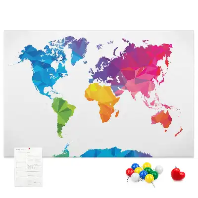 Bilder-Korktafel mit abstrakter Weltkarte