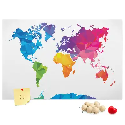 Bilder-Korktafel mit abstrakter Weltkarte