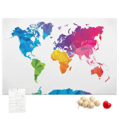 Bilder-Korktafel mit abstrakter Weltkarte