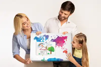 Bilder-Korktafel mit abstrakter Weltkarte