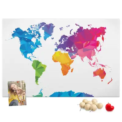Bilder-Korktafel mit abstrakter Weltkarte