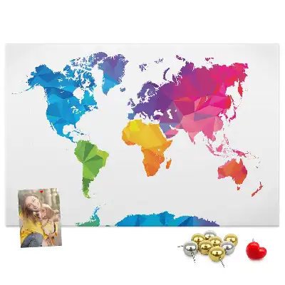 Bilder-Korktafel mit abstrakter Weltkarte