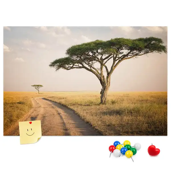 Kork-Pinnwand mit afrikanischem Landschaftsmotiv