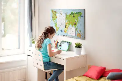 Bedruckte Korkplatte mit Tieratlas für Kinder