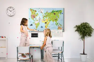 Bedruckte Korkplatte mit Tieratlas für Kinder