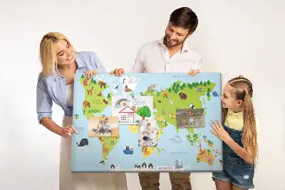 Bedruckte Korkplatte mit Tieratlas für Kinder