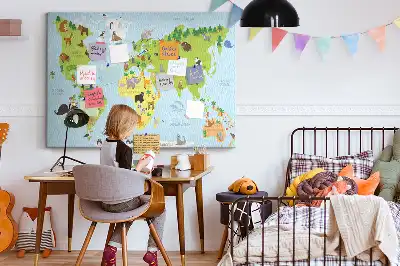 Bedruckte Korkplatte mit Tieratlas für Kinder