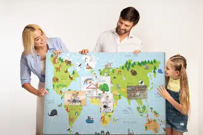 Bedruckte Korkplatte mit Tieratlas für Kinder
