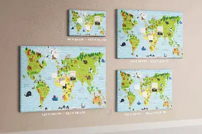 Bedruckte Korkplatte mit Tieratlas für Kinder