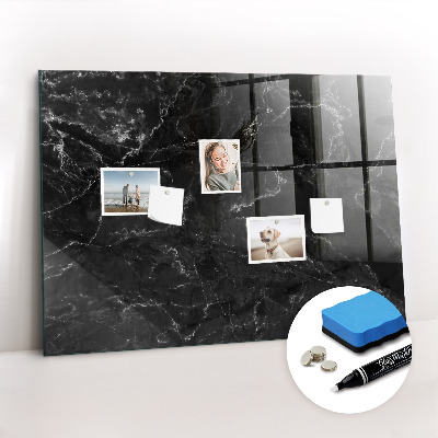Schreib magnettafel Schwarzer Marmor