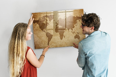 Schreib magnettafel Vintage-Weltkarte
