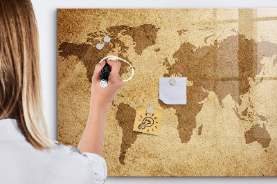 Schreib magnettafel Vintage-Weltkarte
