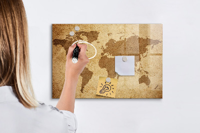 Schreib magnettafel Vintage-Weltkarte