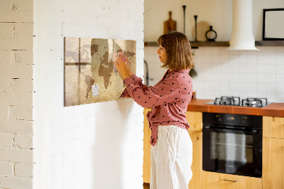 Schreib magnettafel Vintage-Weltkarte