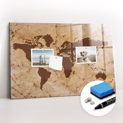 Beschreibbare magnettafel küche Vintage-Weltkarte