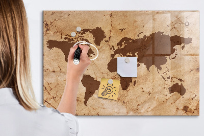 Beschreibbare magnettafel küche Vintage-Weltkarte