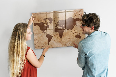 Beschreibbare magnettafel küche Vintage-Weltkarte