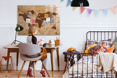 Beschreibbare magnettafel küche Vintage-Weltkarte