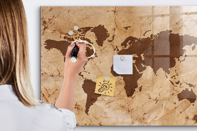 Beschreibbare magnettafel küche Vintage-Weltkarte