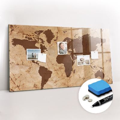 Beschreibbare magnettafel küche Vintage-Weltkarte