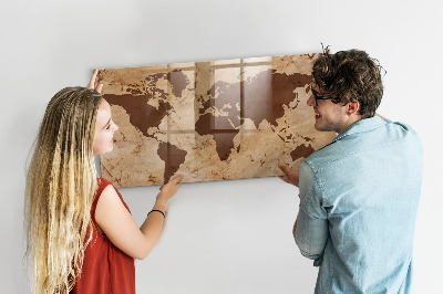 Beschreibbare magnettafel küche Vintage-Weltkarte