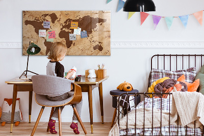 Beschreibbare magnettafel küche Vintage-Weltkarte