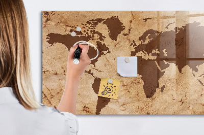 Beschreibbare magnettafel küche Vintage-Weltkarte