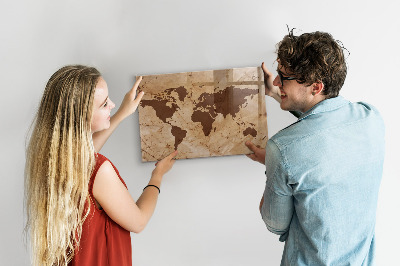 Beschreibbare magnettafel küche Vintage-Weltkarte