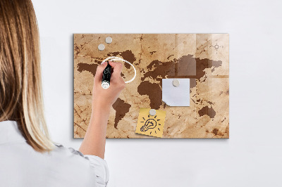 Beschreibbare magnettafel küche Vintage-Weltkarte