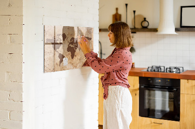 Beschreibbare magnettafel küche Vintage-Weltkarte