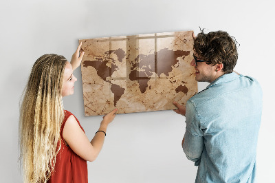 Beschreibbare magnettafel küche Vintage-Weltkarte