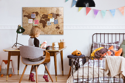 Beschreibbare magnettafel küche Vintage-Weltkarte