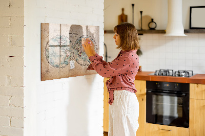 Magnetische, trocken abwischbare Tafel Weltkugelkarte