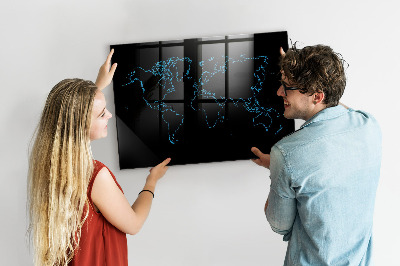 Beschreibbare magnettafel küche Konturen der Weltkarte