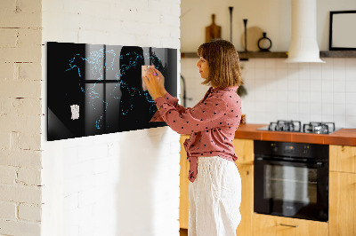 Beschreibbare magnettafel küche Konturen der Weltkarte