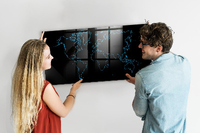 Beschreibbare magnettafel küche Konturen der Weltkarte