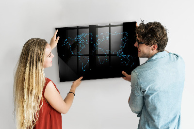 Beschreibbare magnettafel küche Konturen der Weltkarte