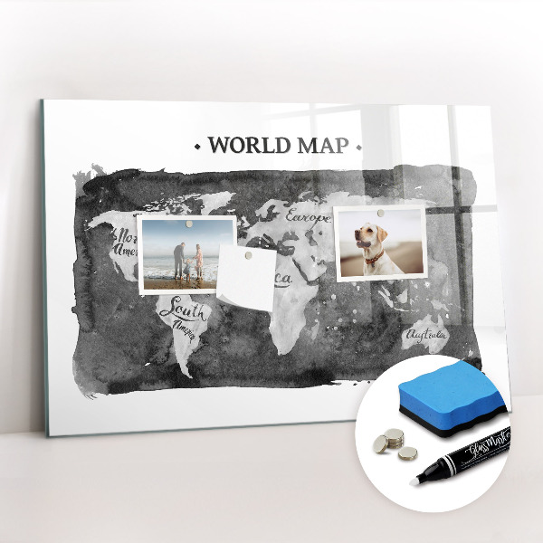 Beschreibbare magnettafel küche Retro-Weltkarte