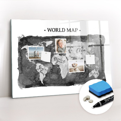 Beschreibbare magnettafel küche Retro-Weltkarte