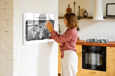Beschreibbare magnettafel küche Retro-Weltkarte