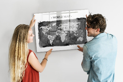 Beschreibbare magnettafel küche Retro-Weltkarte