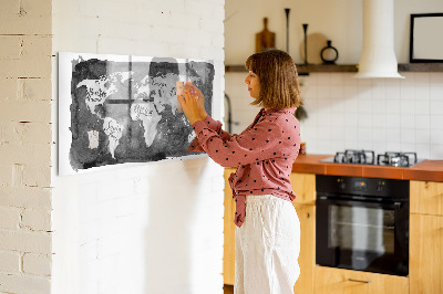 Beschreibbare magnettafel küche Retro-Weltkarte