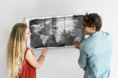 Beschreibbare magnettafel küche Retro-Weltkarte