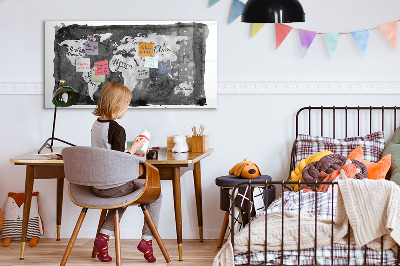 Beschreibbare magnettafel küche Retro-Weltkarte