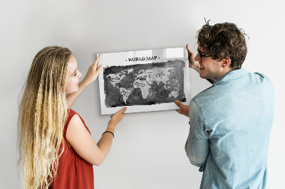 Beschreibbare magnettafel küche Retro-Weltkarte